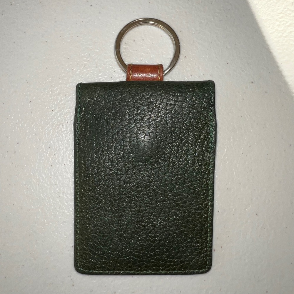Vintage Dooney & Bourke Leather Key Ring Card Holder Green Brown - Picture 2 of 10